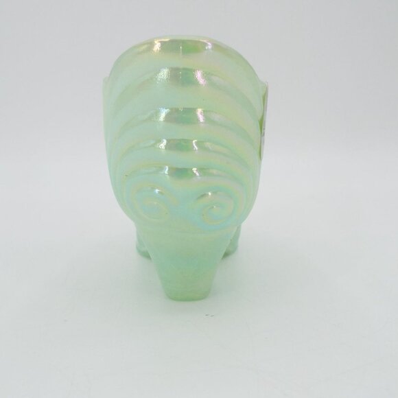 Vintage Fenton Iridescent Jadeite Glass Shoe Cat Head Handmade in USA - Picture 6 of 12